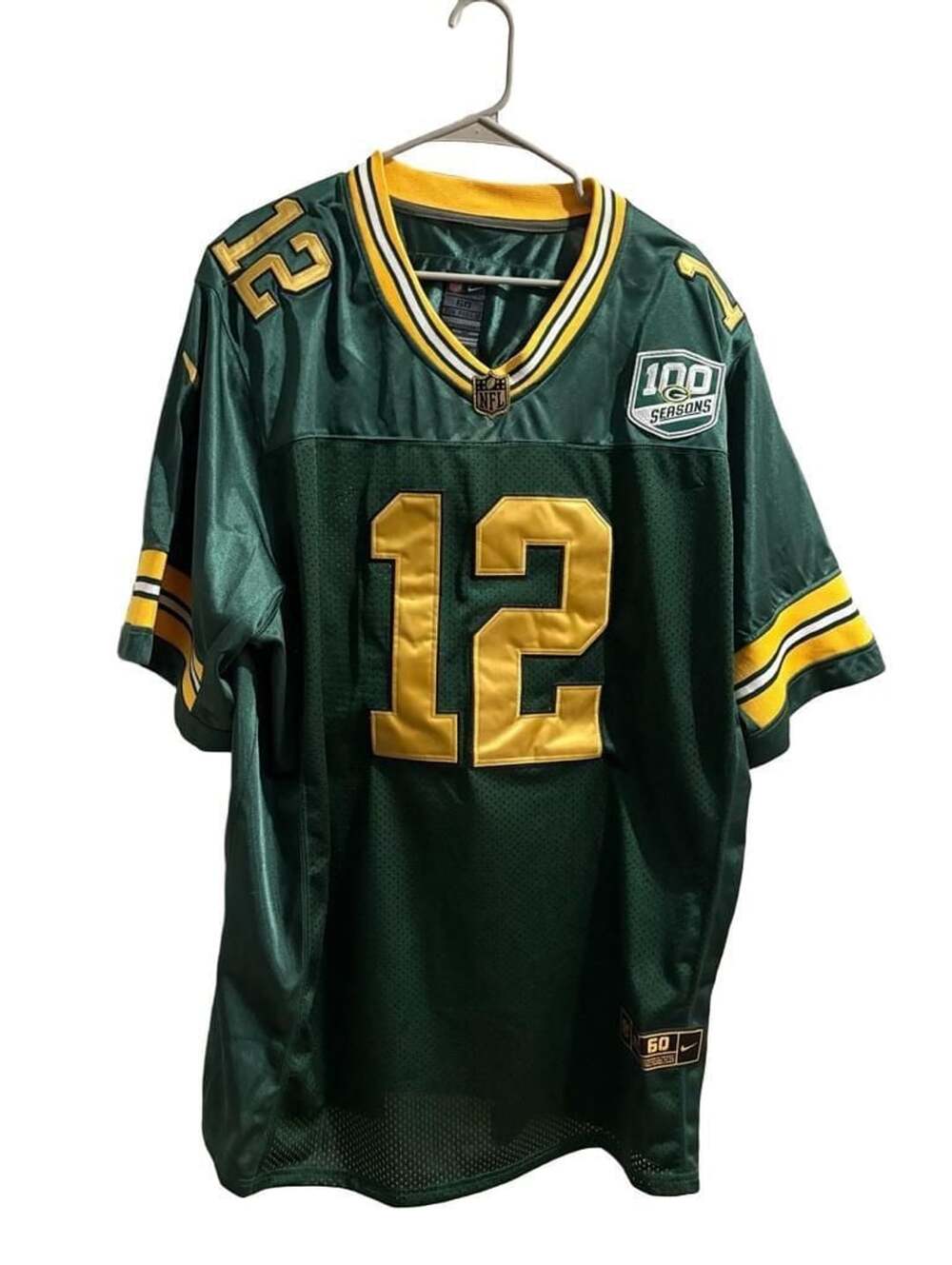 Nike Green Bay Packers Aaron Rodgers 12 Size 60 Jersey Green
